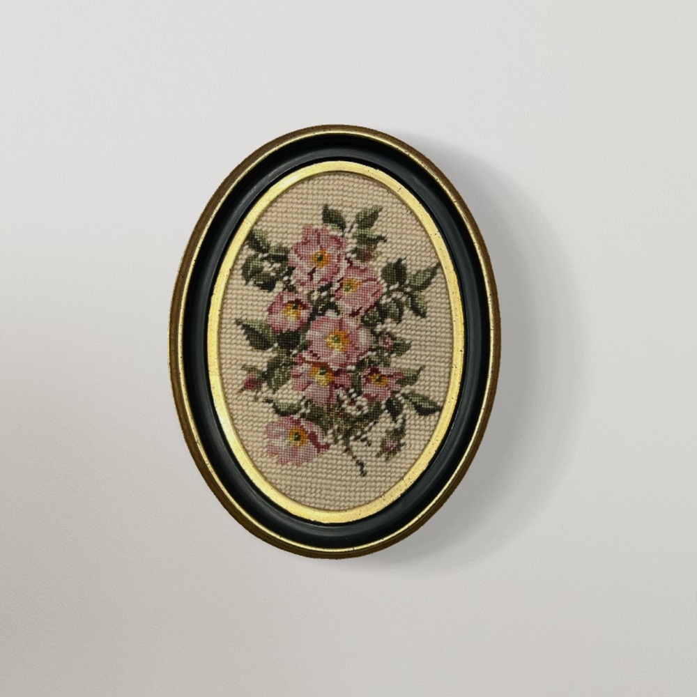 Floral needlepoint vintage Wall Art